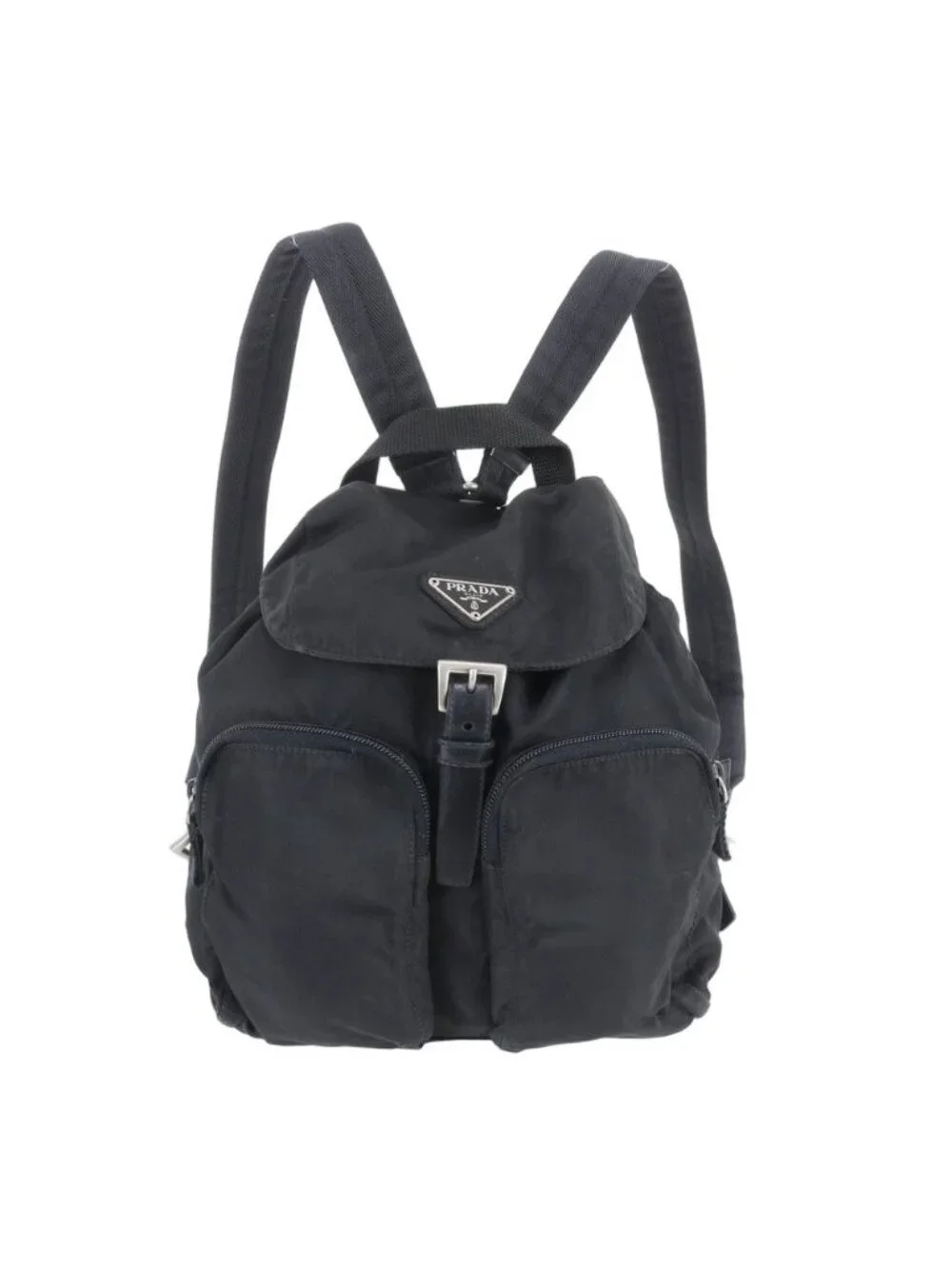 Prada Tessuto Nylon Triangle Logo Backpack Black Prada Tessuto nylon leather backpack triangle logo black | eBay main image 3